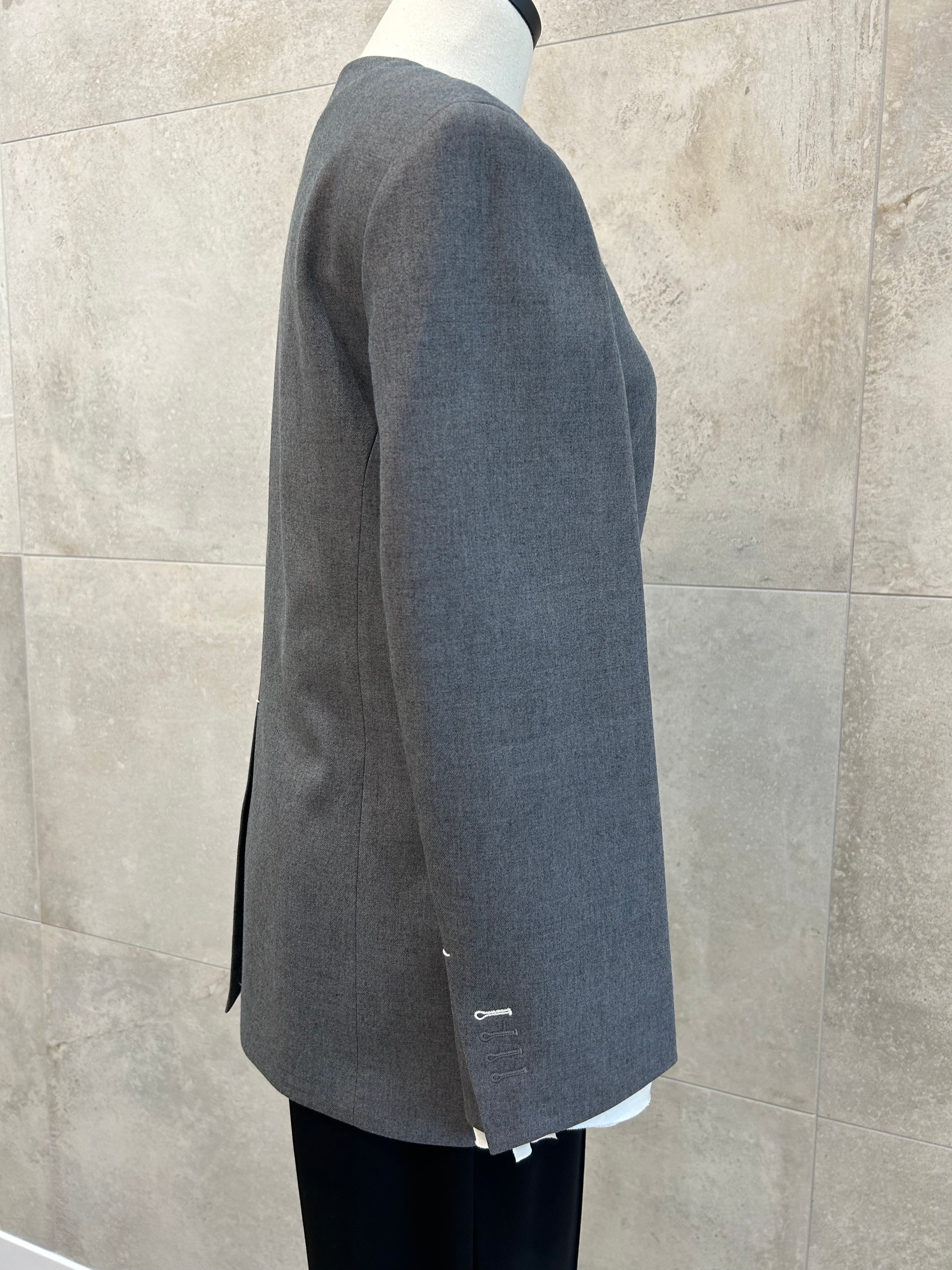 Chiffon Cuff Collarless Blazer