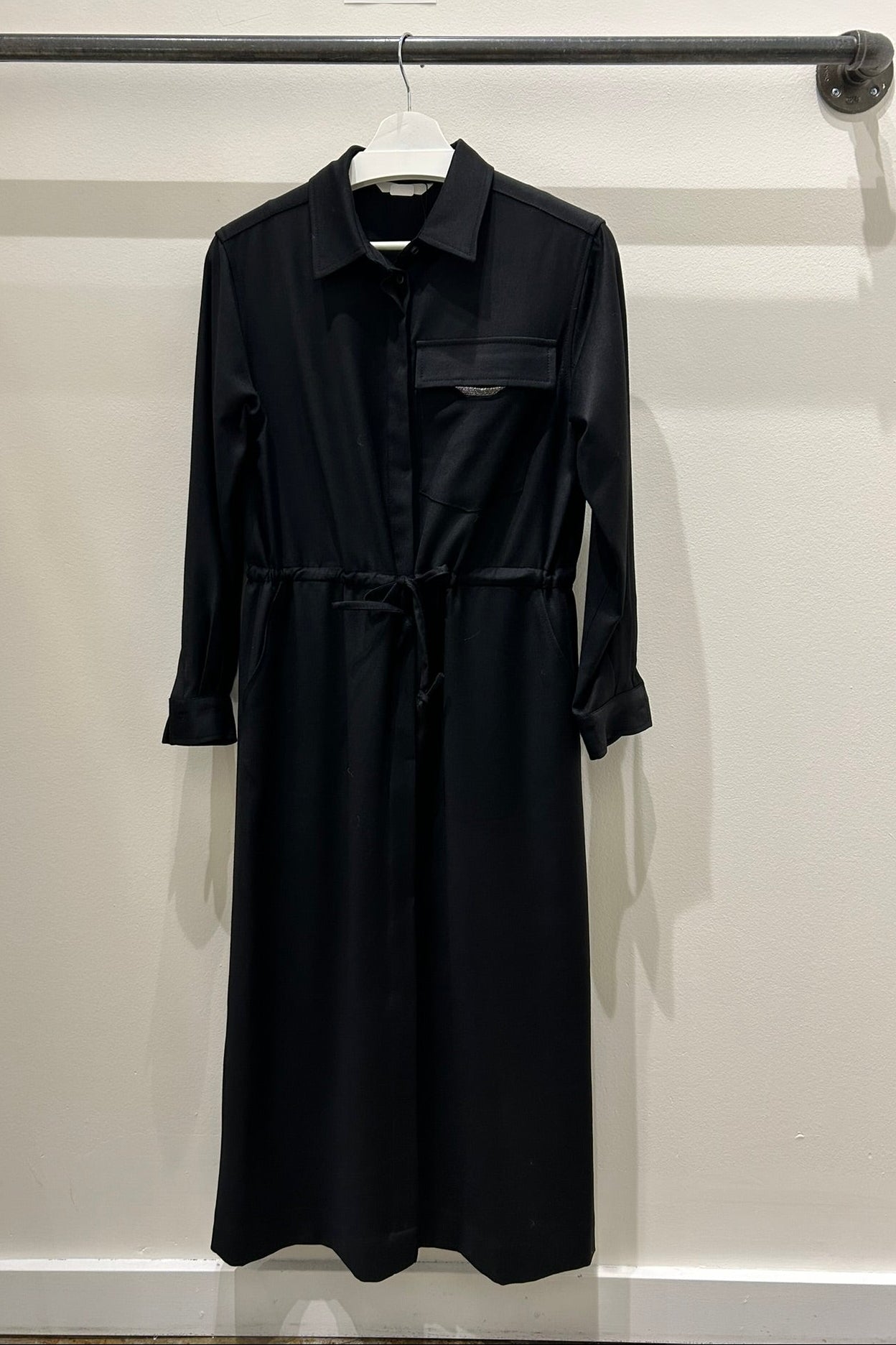 Metal Point Pocket Shirt Dress