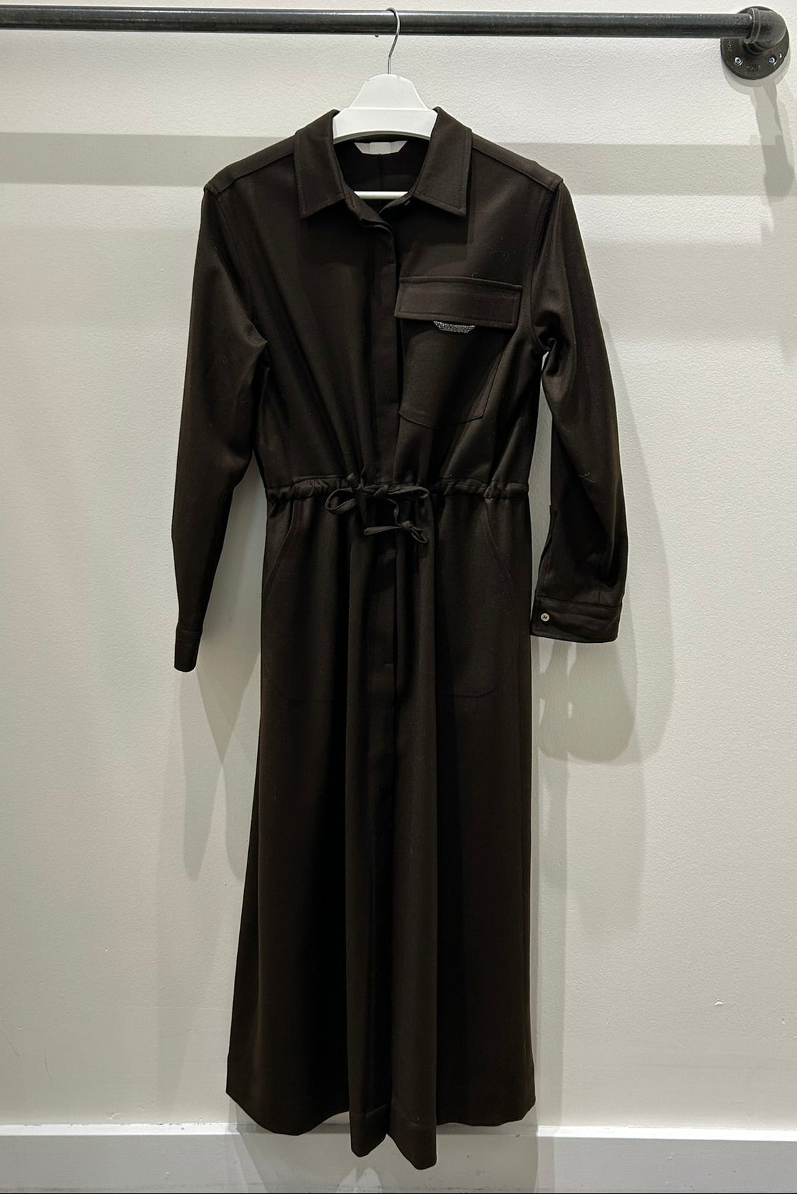 Metal Point Pocket Shirt Dress