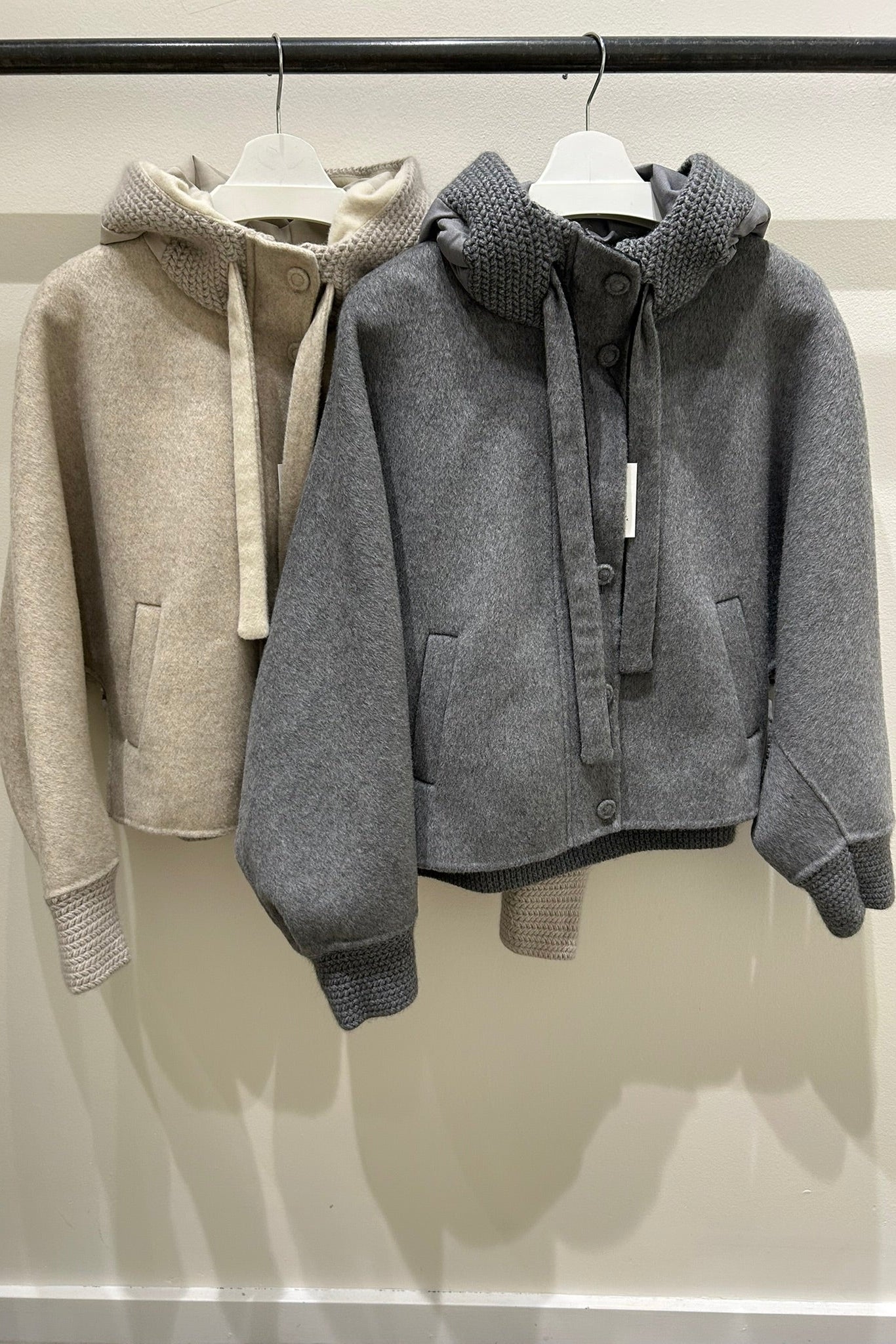 Knit Trimmed Short Puffer Jacket