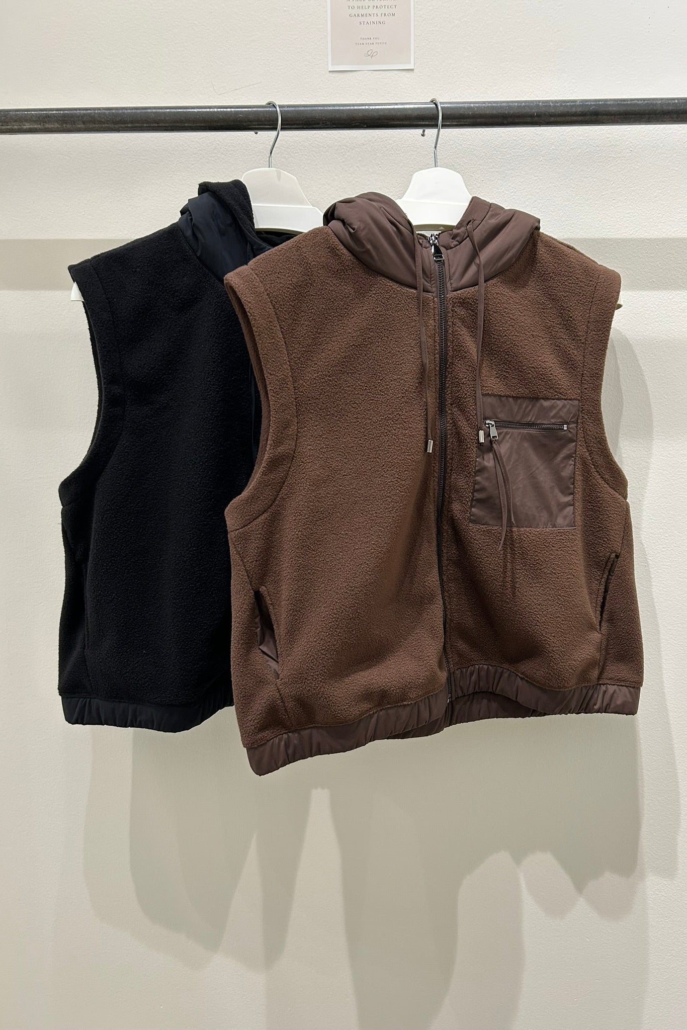 Mixed Media Fleece Hooded Vest