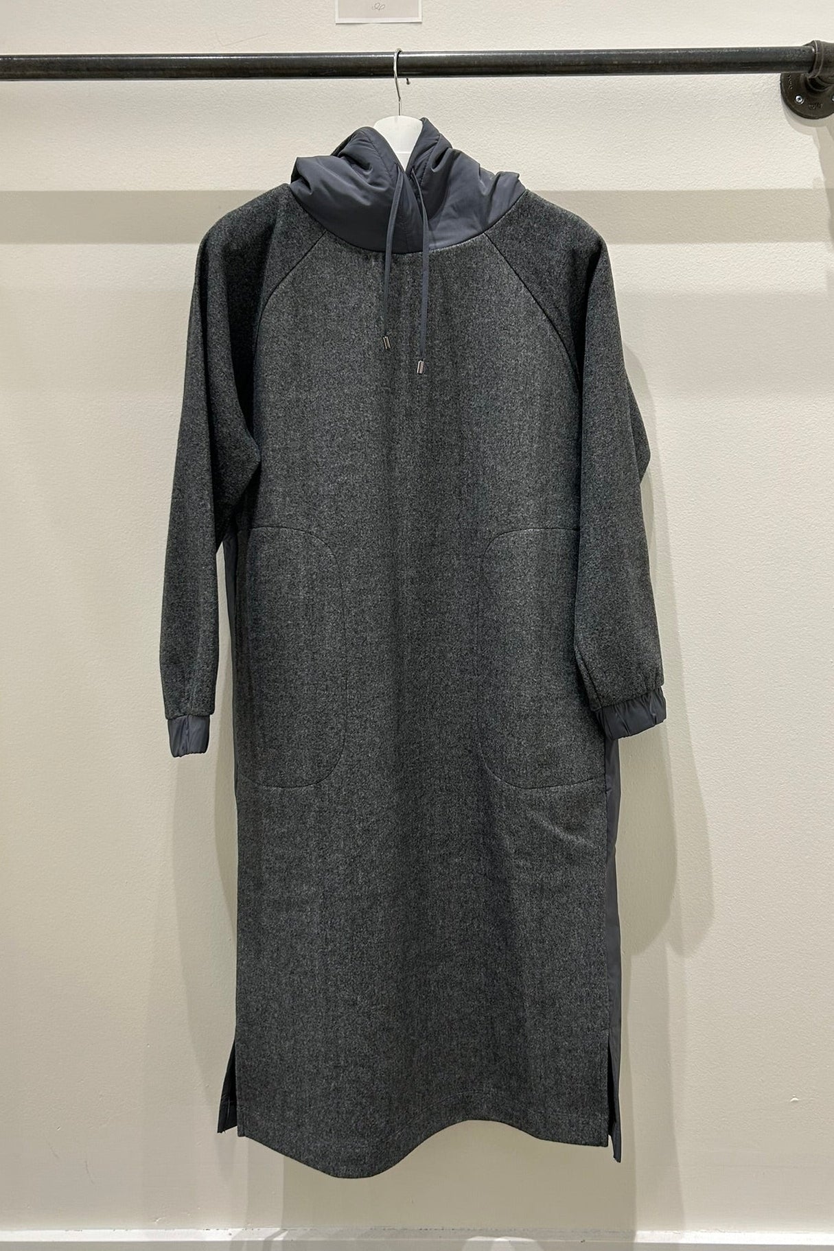 Mixed Media Flannel Hooded Dress