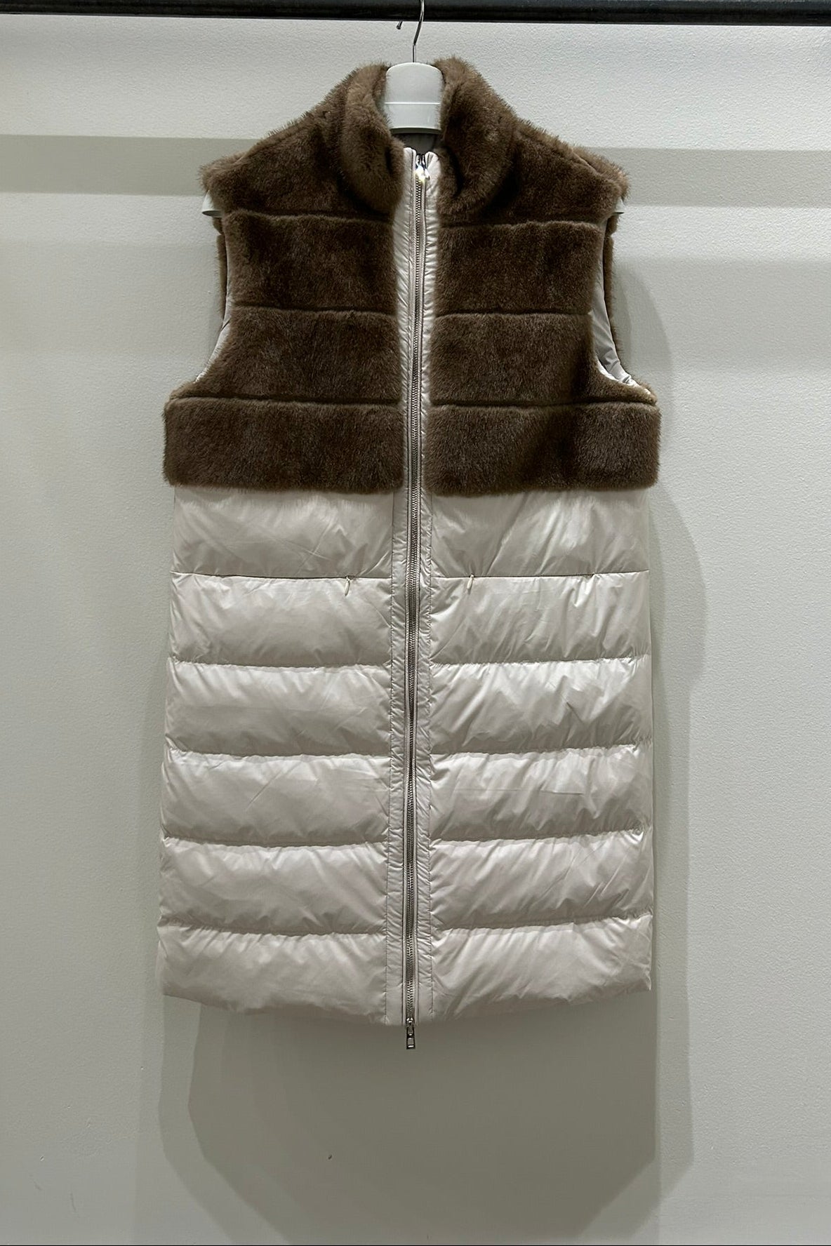 Faux Fur Down Long Puffer Vest