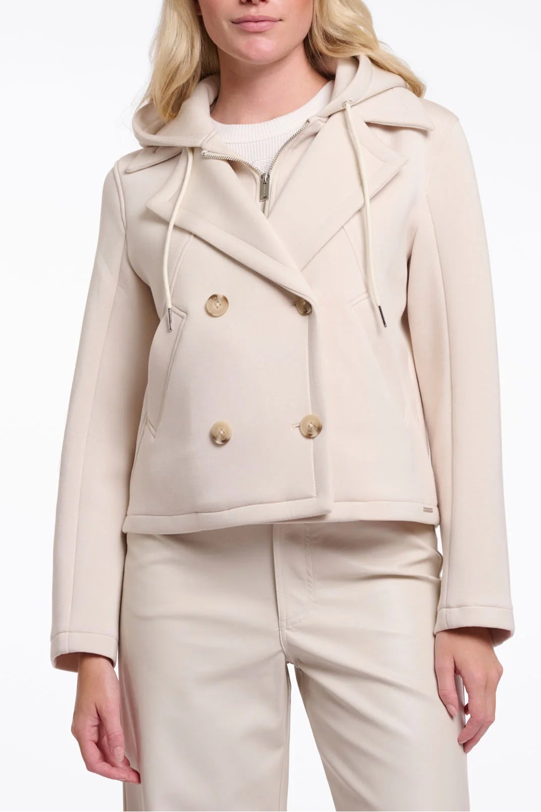 Hooded Layered Short Coat
