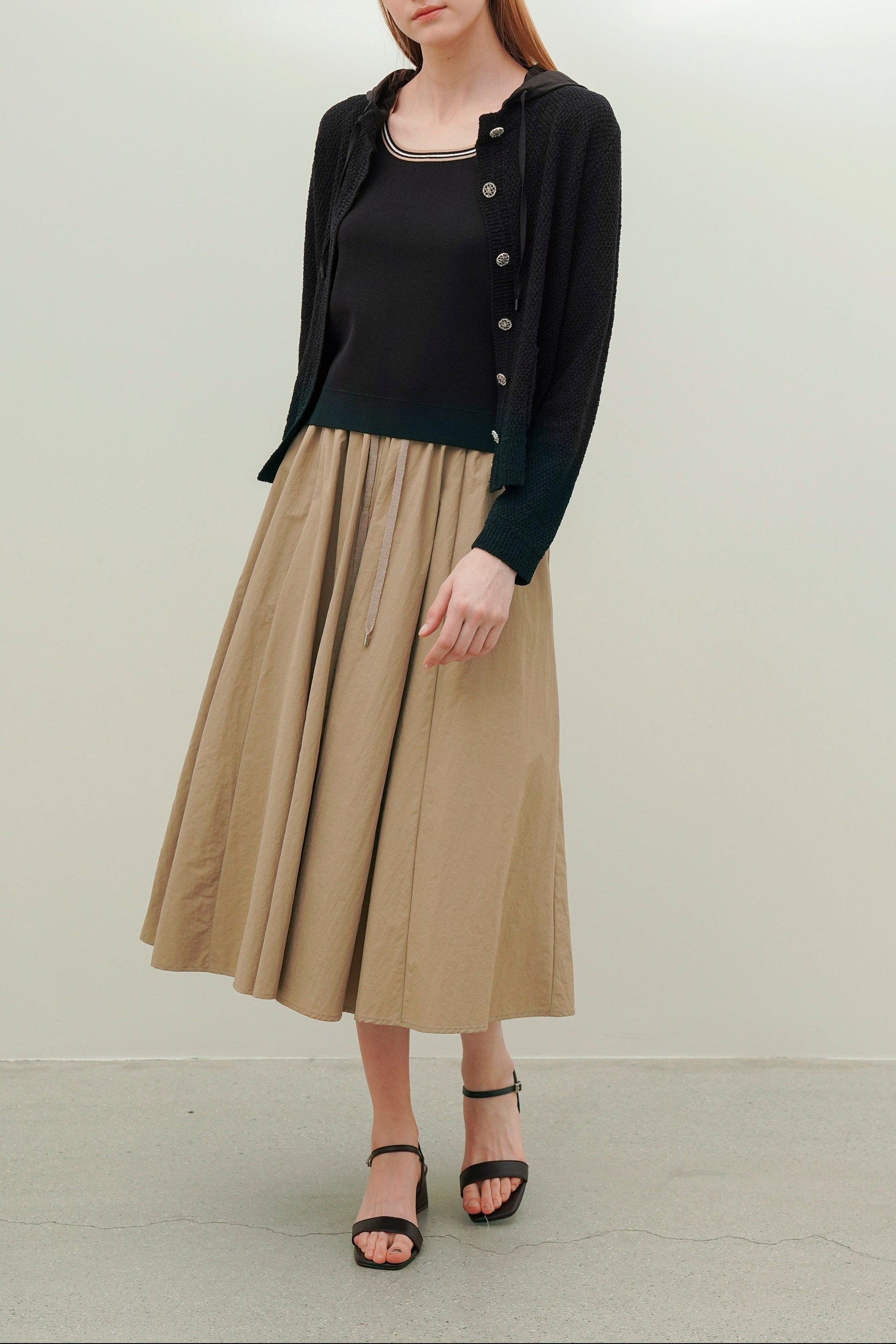 Tech Flared Long Skirt