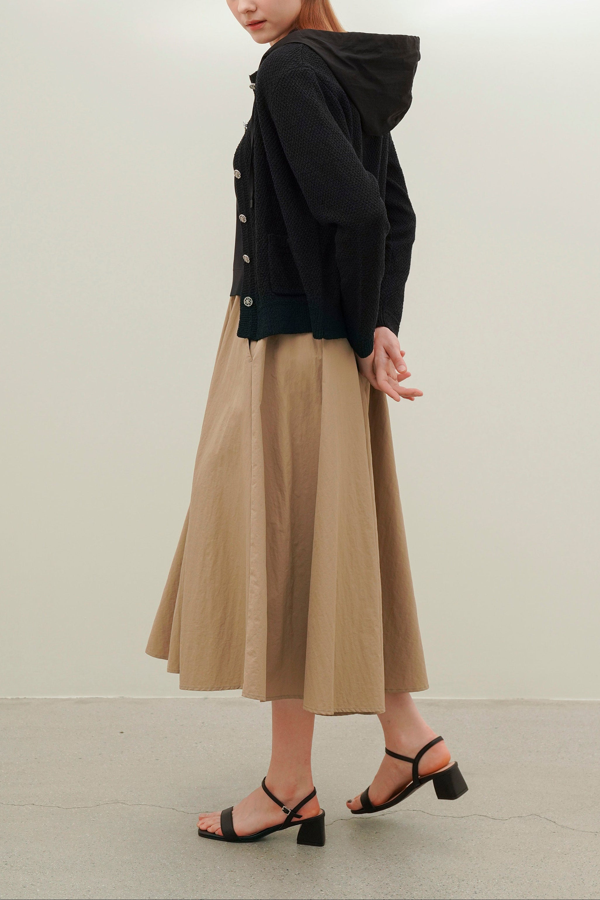 Tech Flared Long Skirt