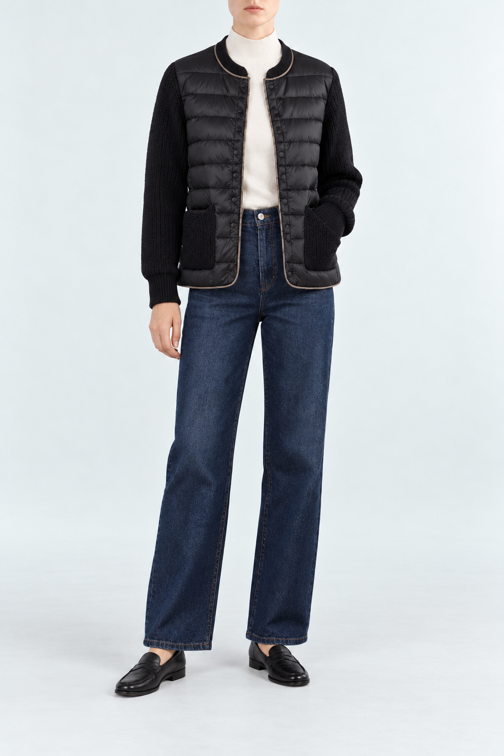 Knit Sleeve Light Puffer Jacket