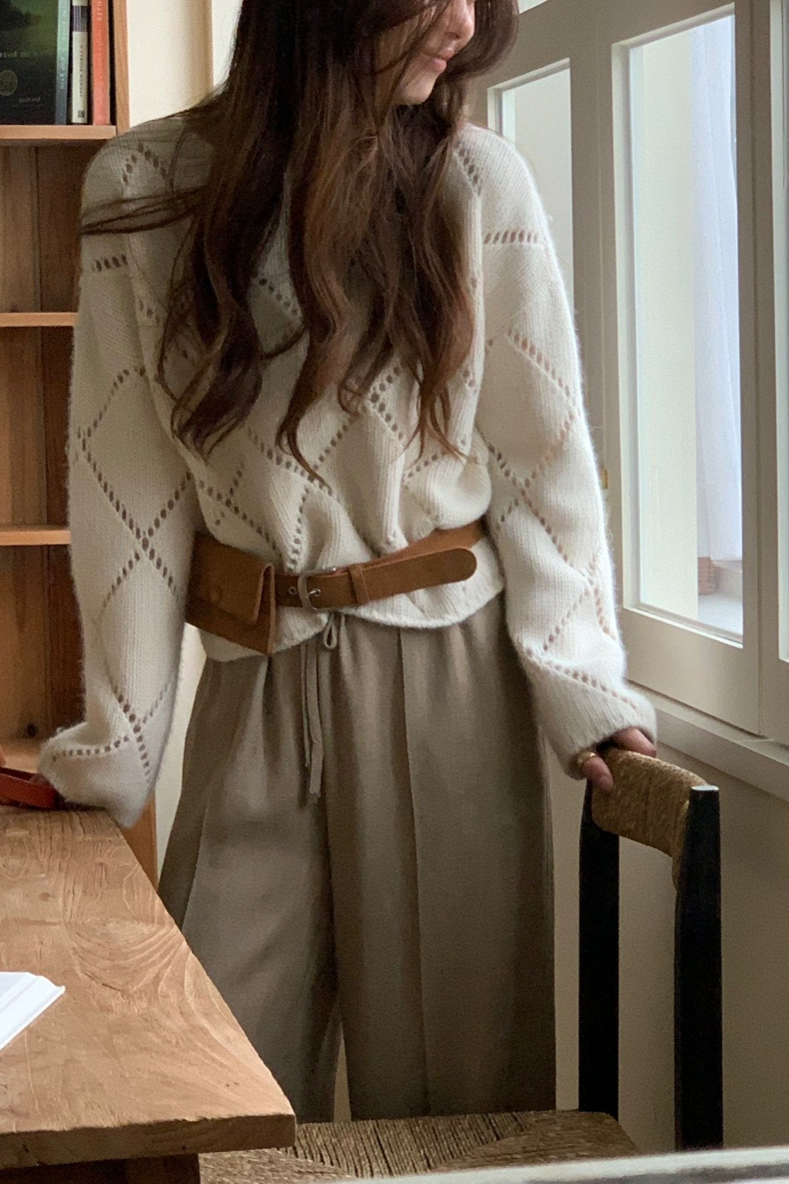 Openwork Diamond Sweater