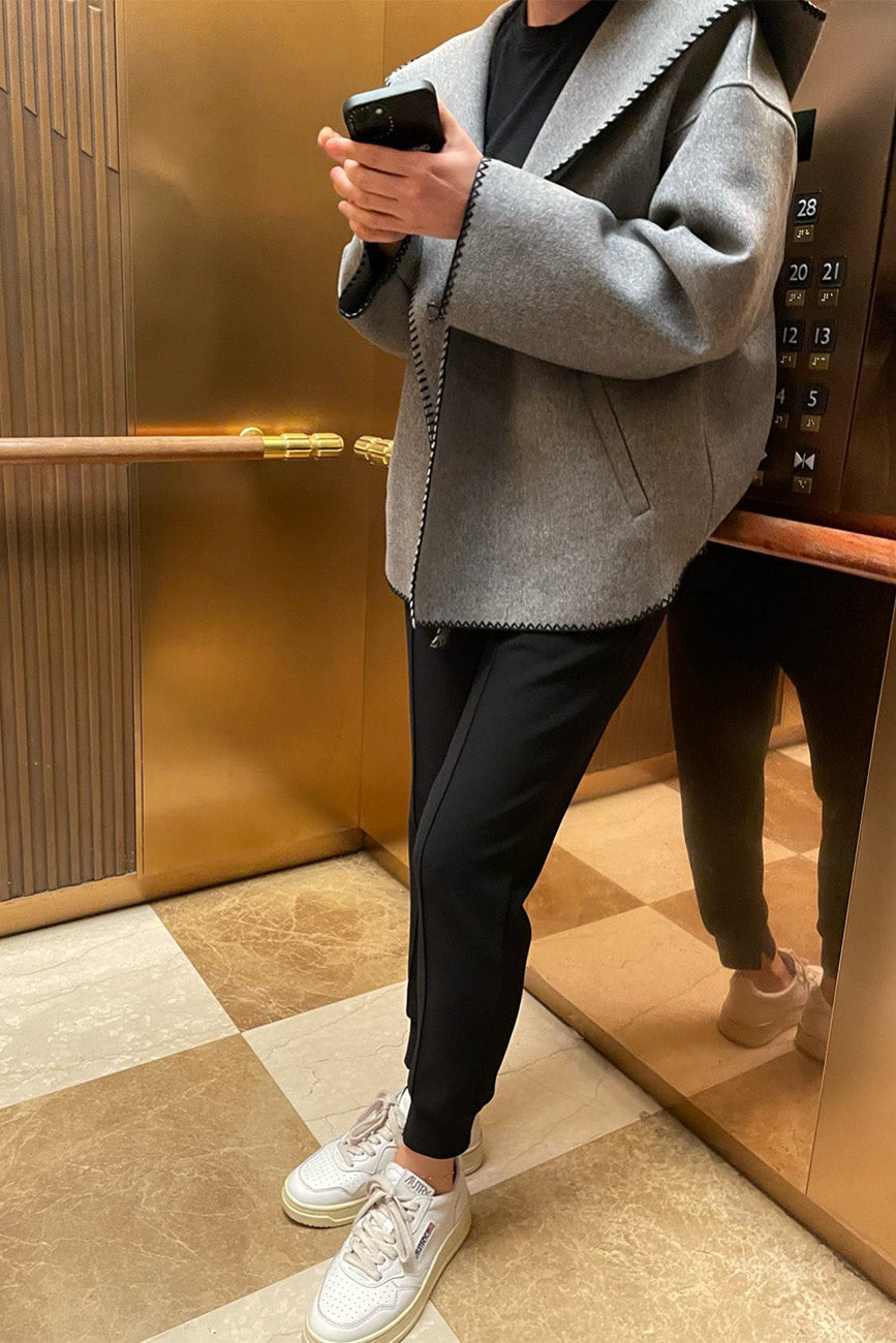 Pintuck Banding Jogger Fleece Lined Pants