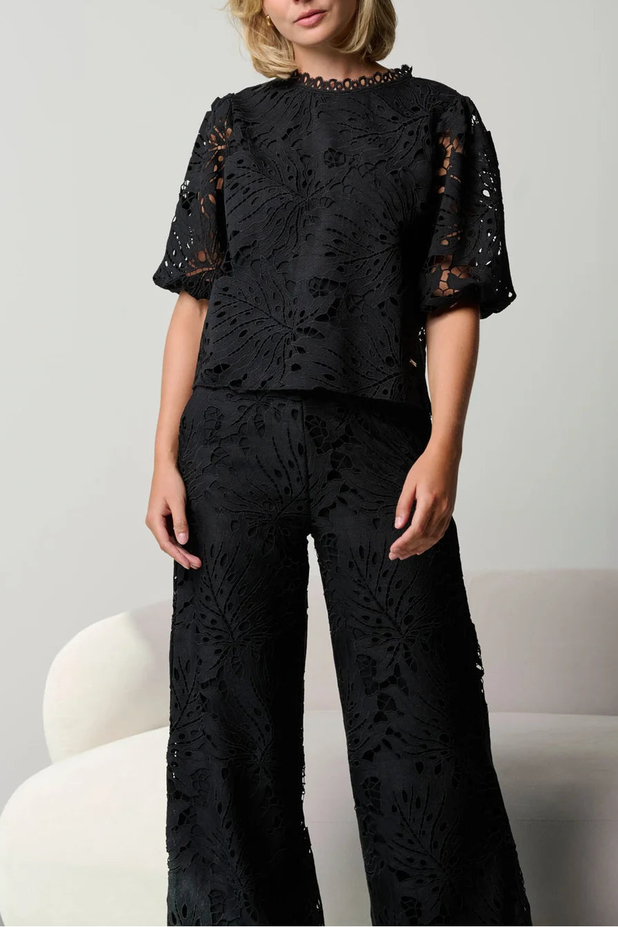 Eyelet Puff Sleeve Blouse