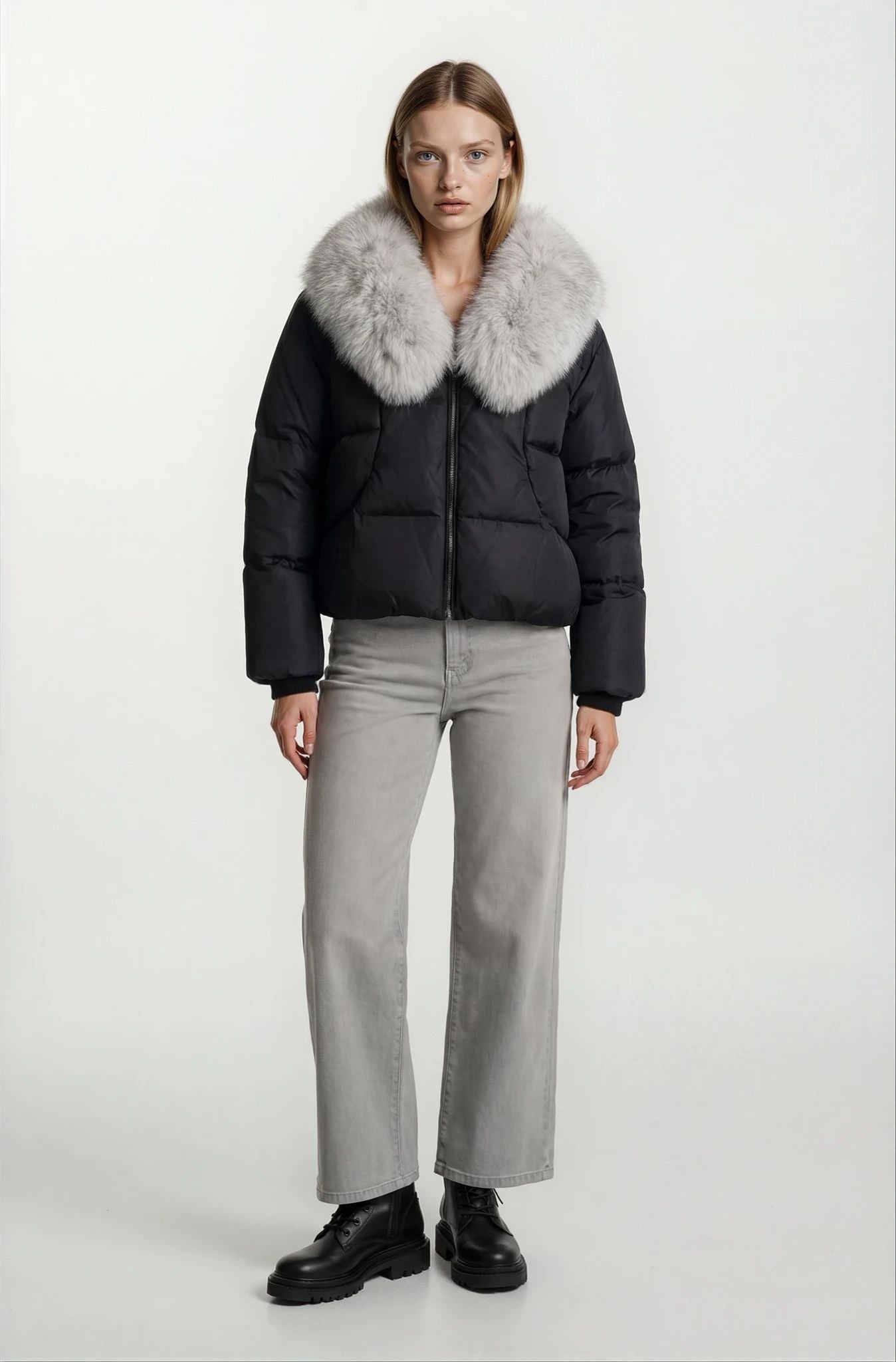 Fox Fur Collar Puffer Jacket