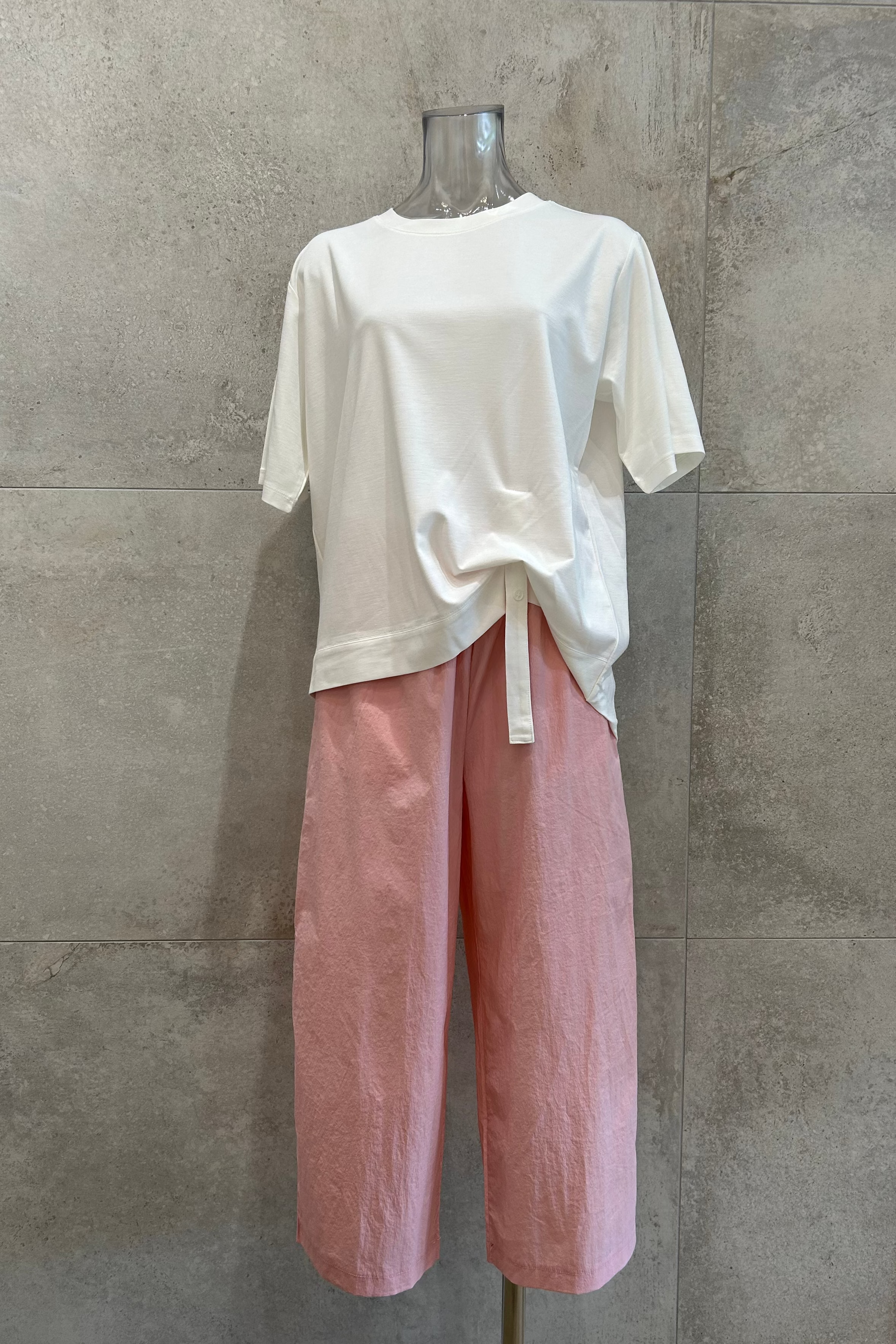 Back Button Semi Wide Pants