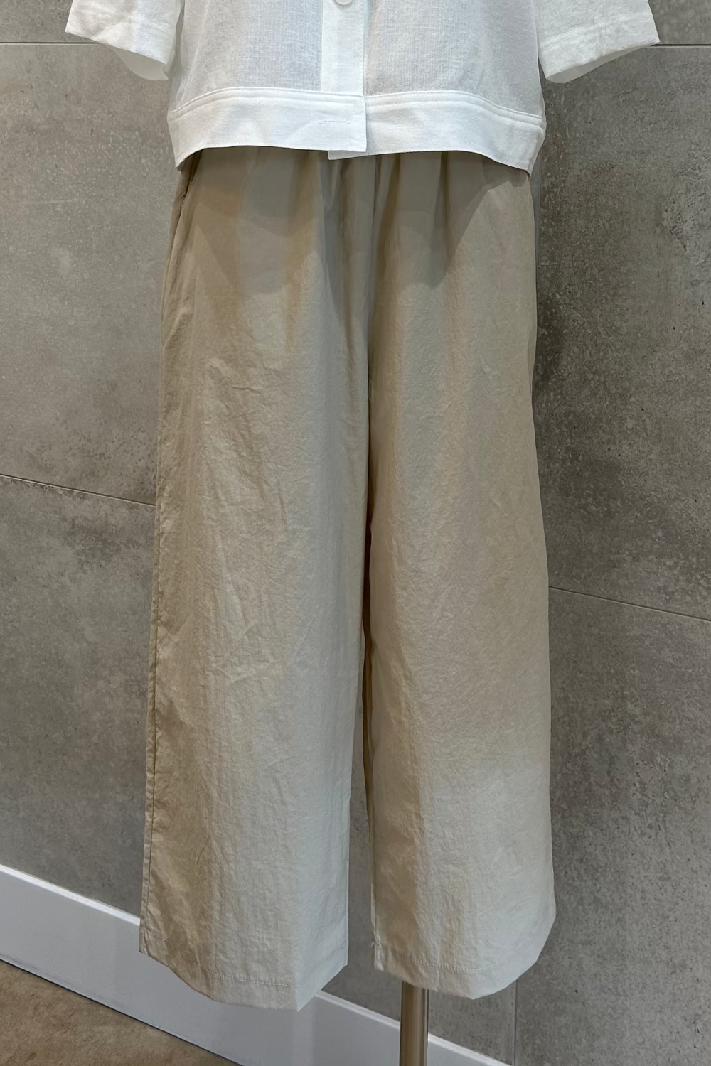 Back Button Semi Wide Pants