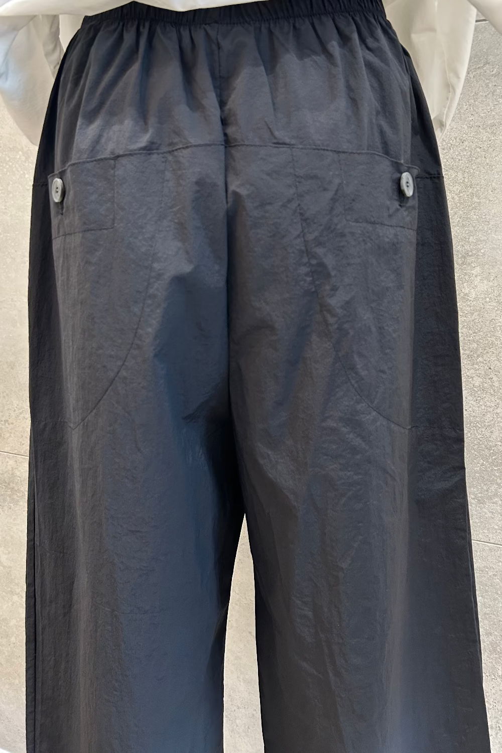 Back Button Semi Wide Pants