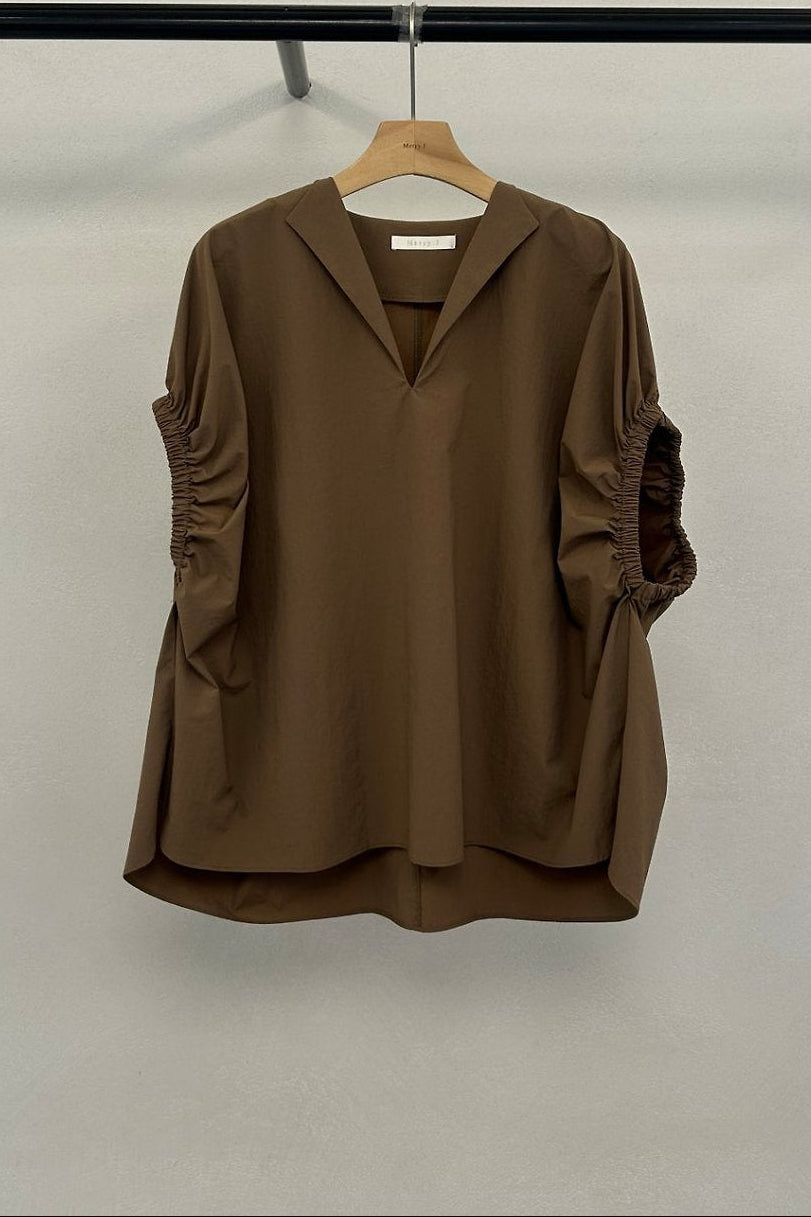 Banded Sleeve V-Neck Blouse