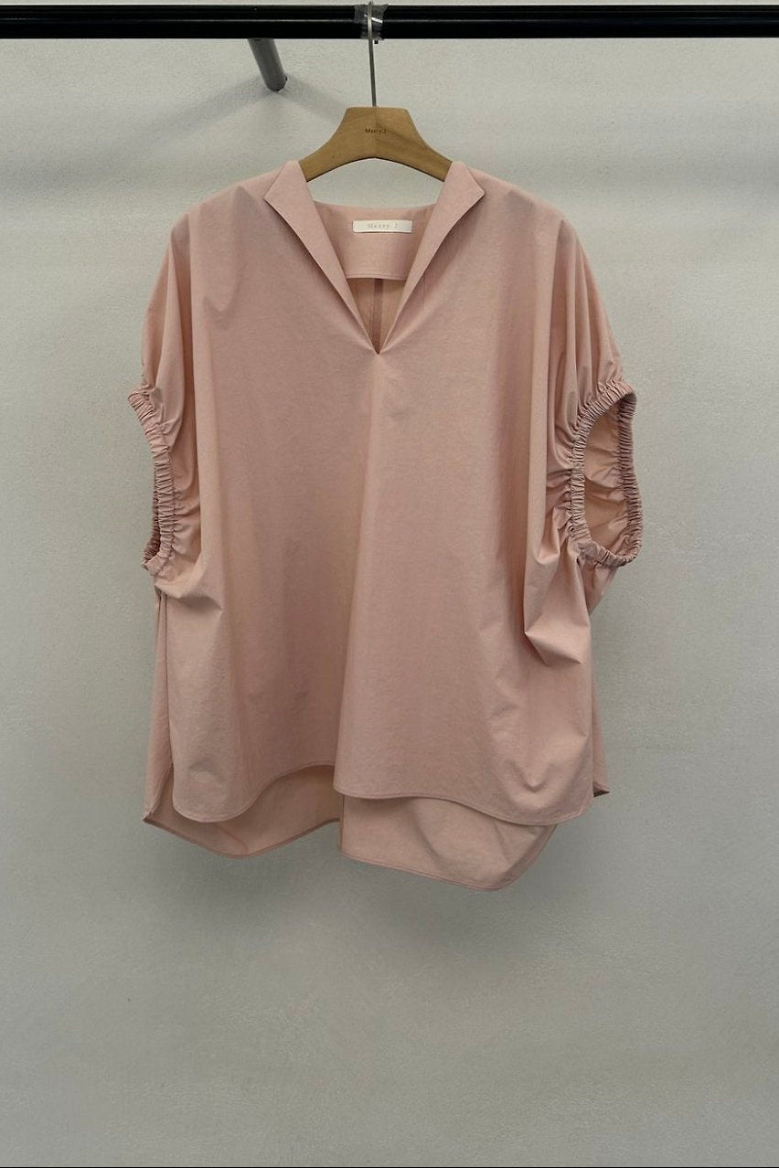 Banded Sleeve V-Neck Blouse