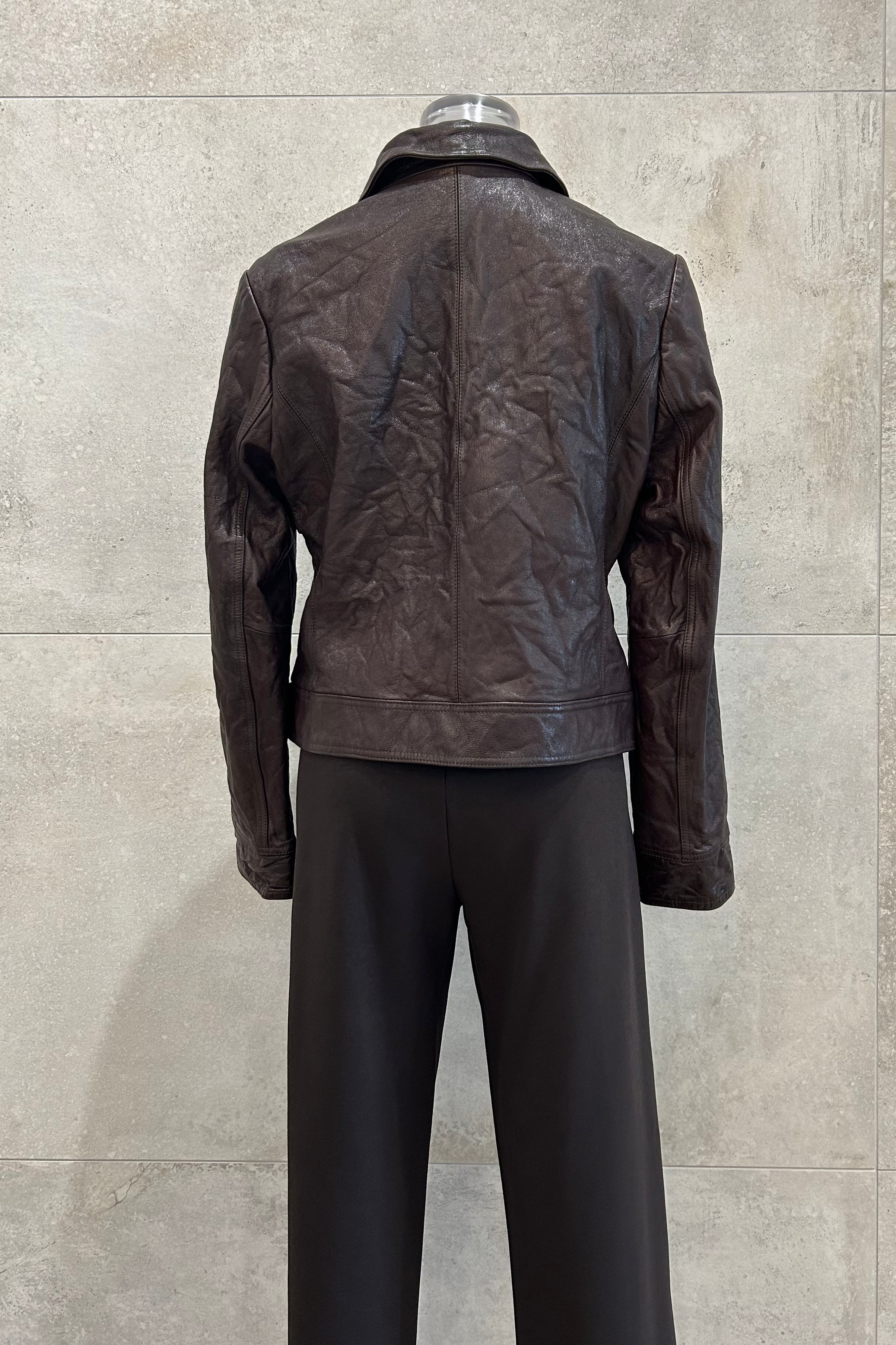 Crinkle Short Leather Jacket
