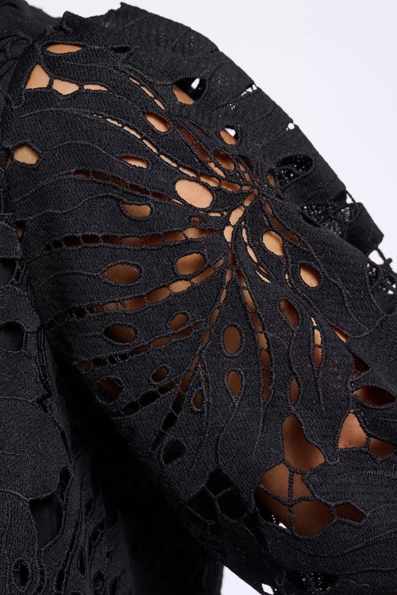 Eyelet Puff Sleeve Blouse