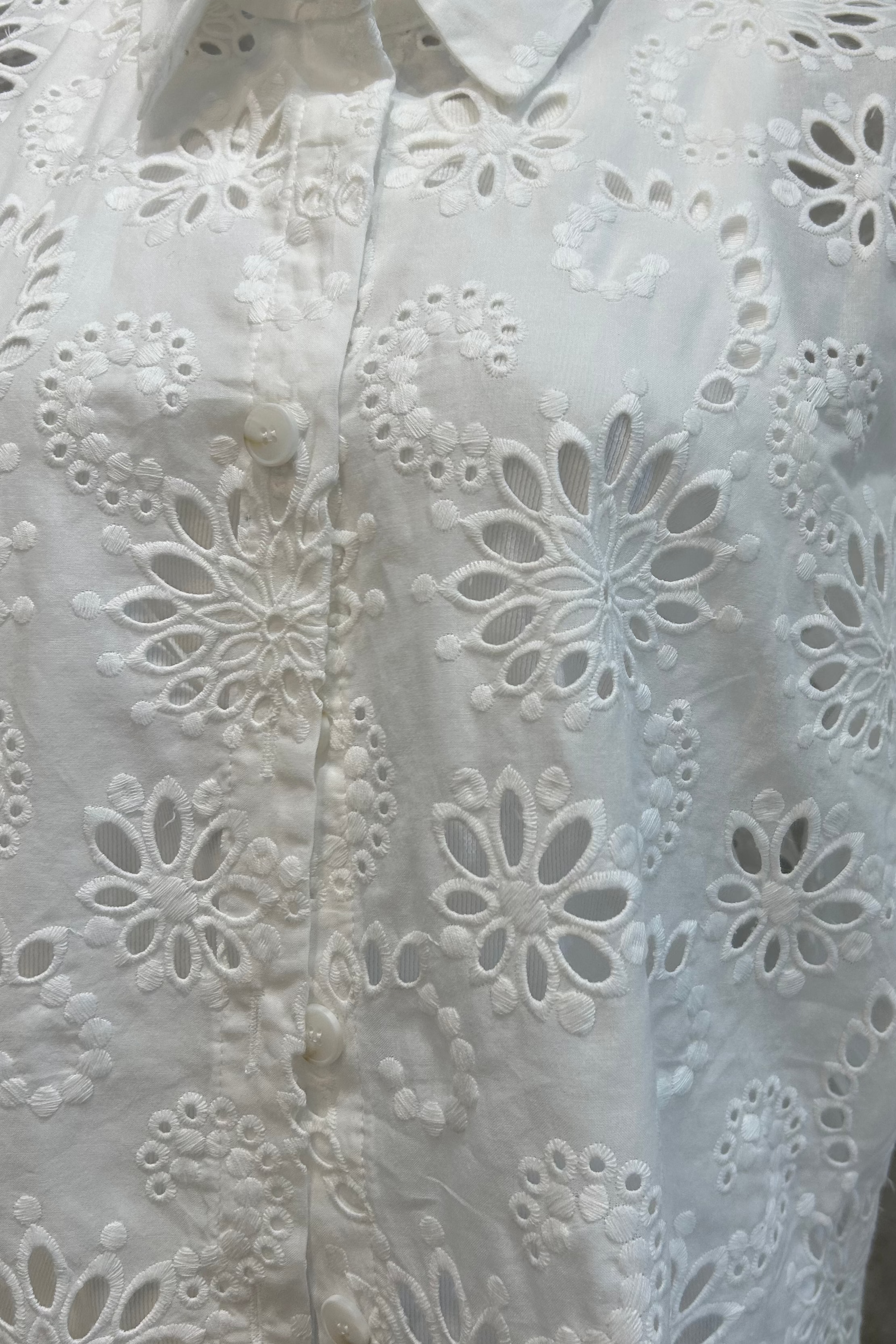Eyelet Lace Button Down Shirt