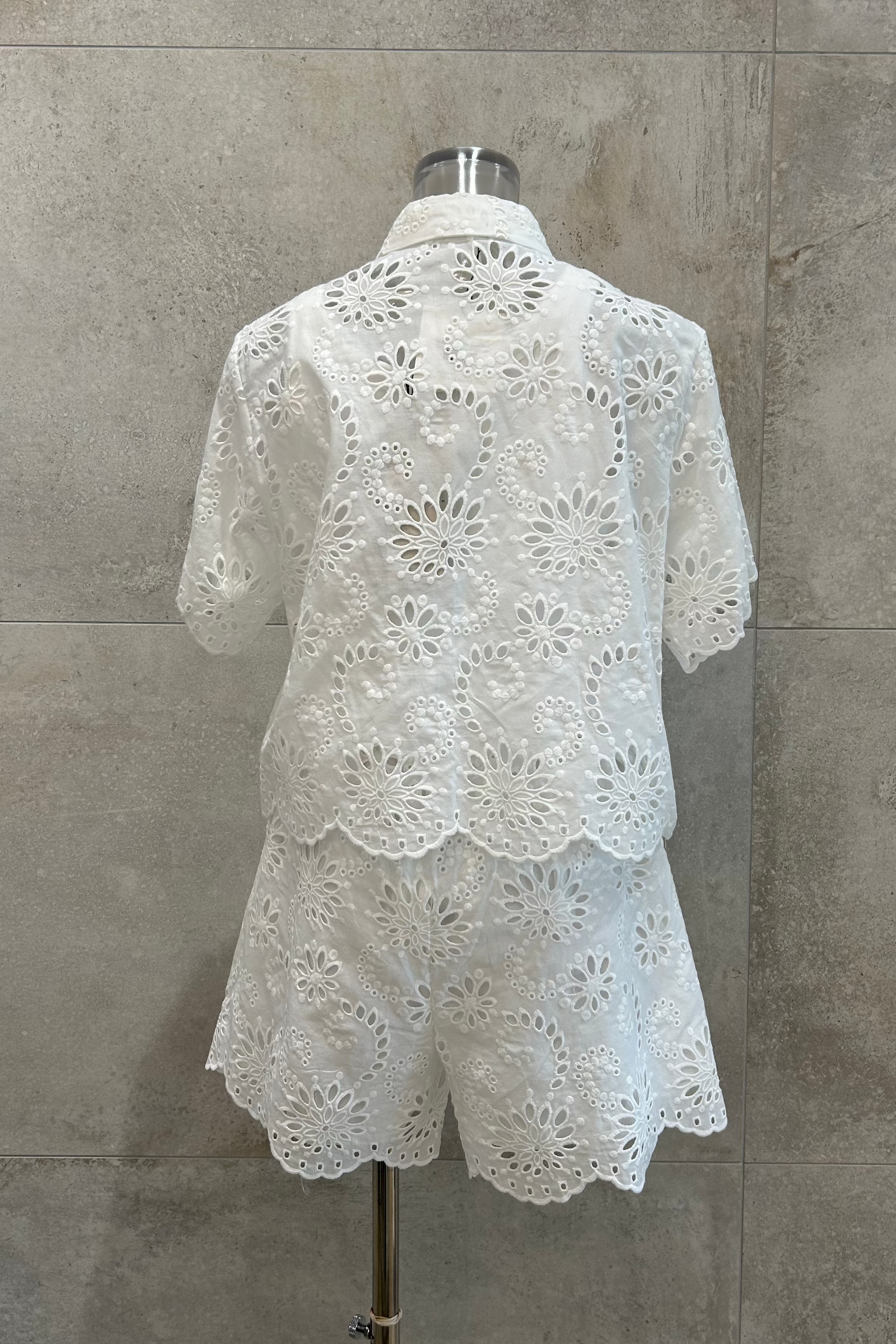 Eyelet Lace Button Down Shirt