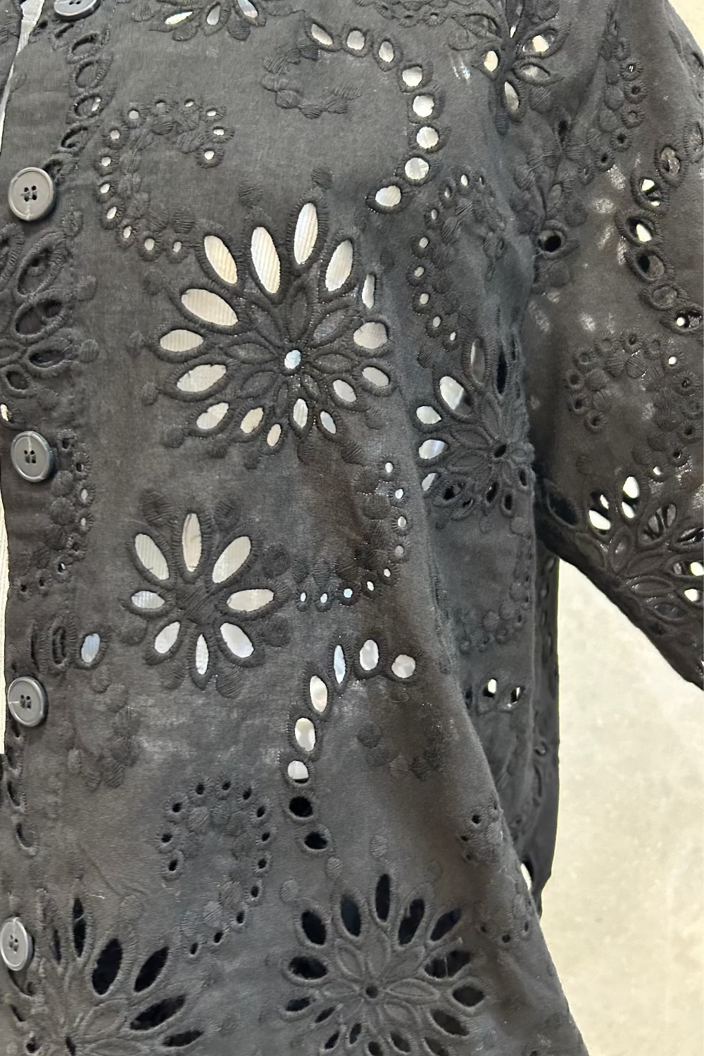 Eyelet Lace Button Down Shirt