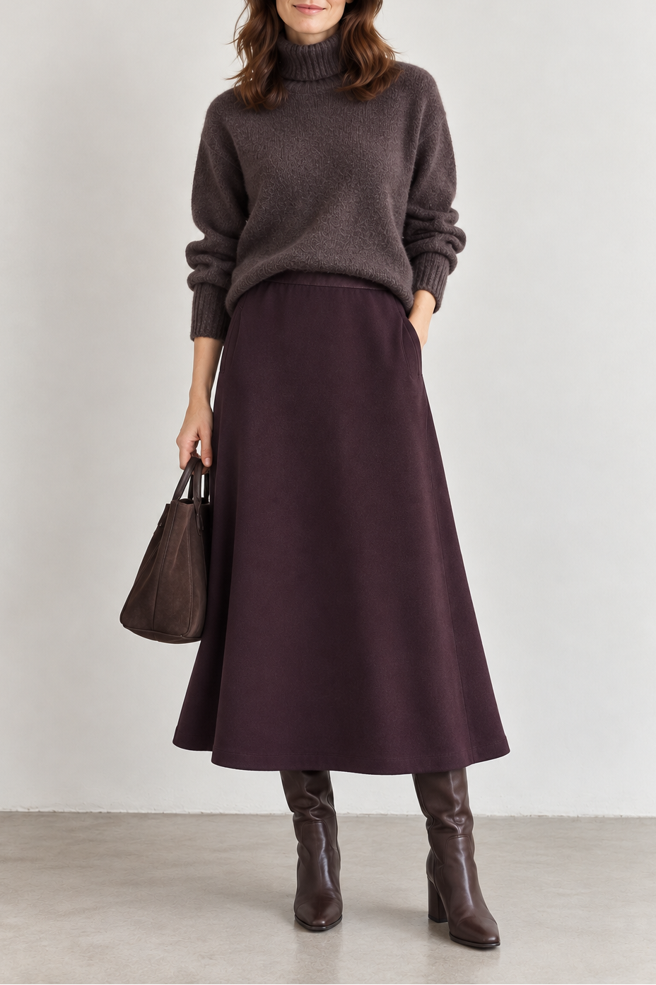 Flannel Pull On A- line Skirt