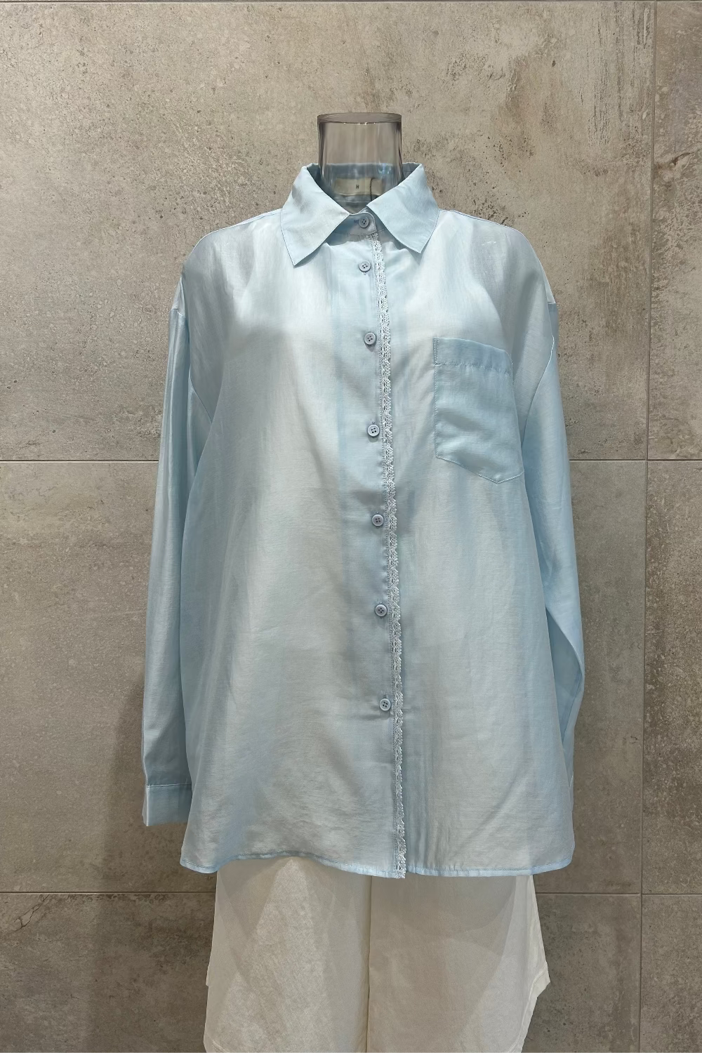 Lace Trim Button Down Shirt