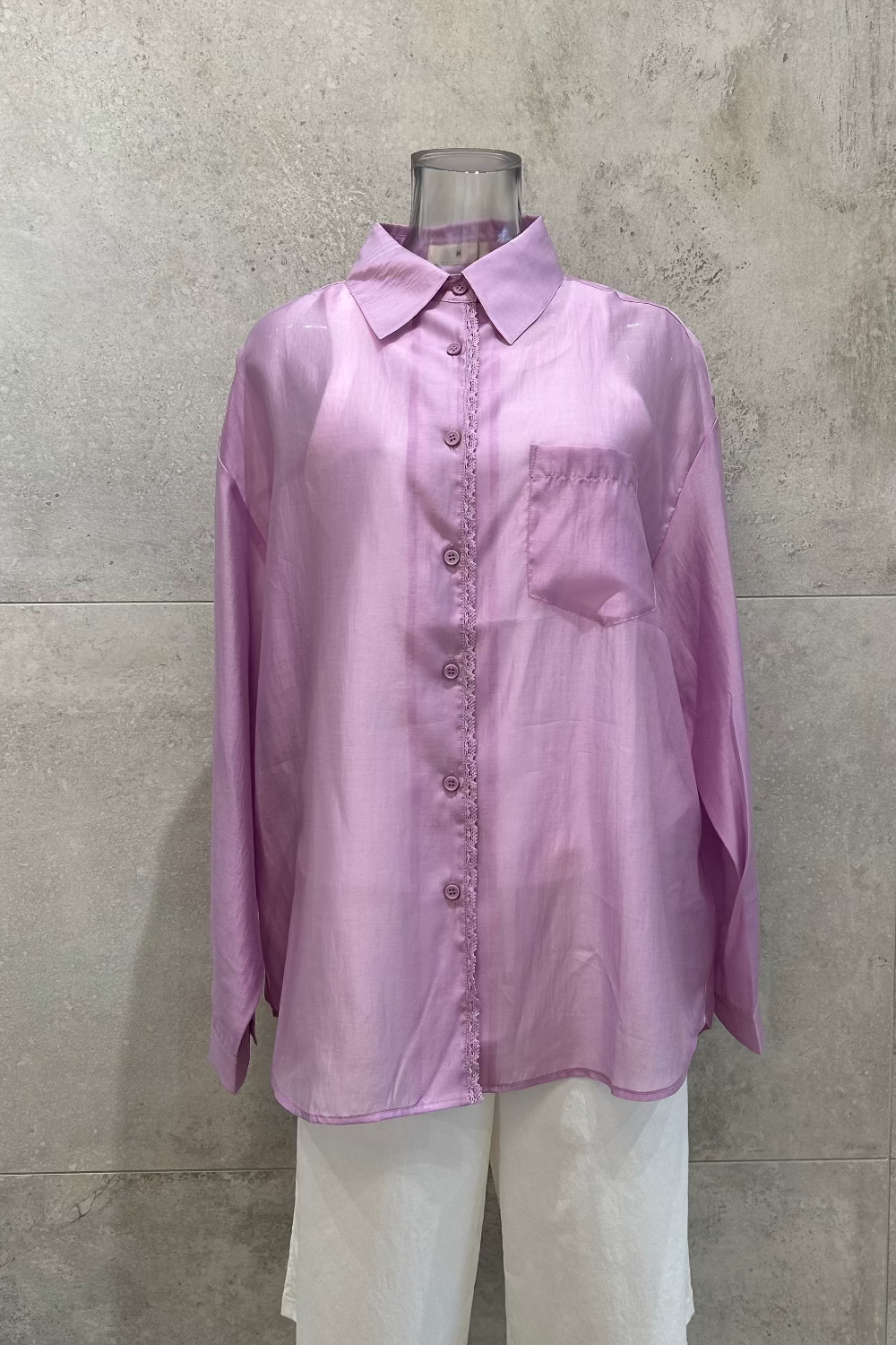 Lace Trim Button Down Shirt