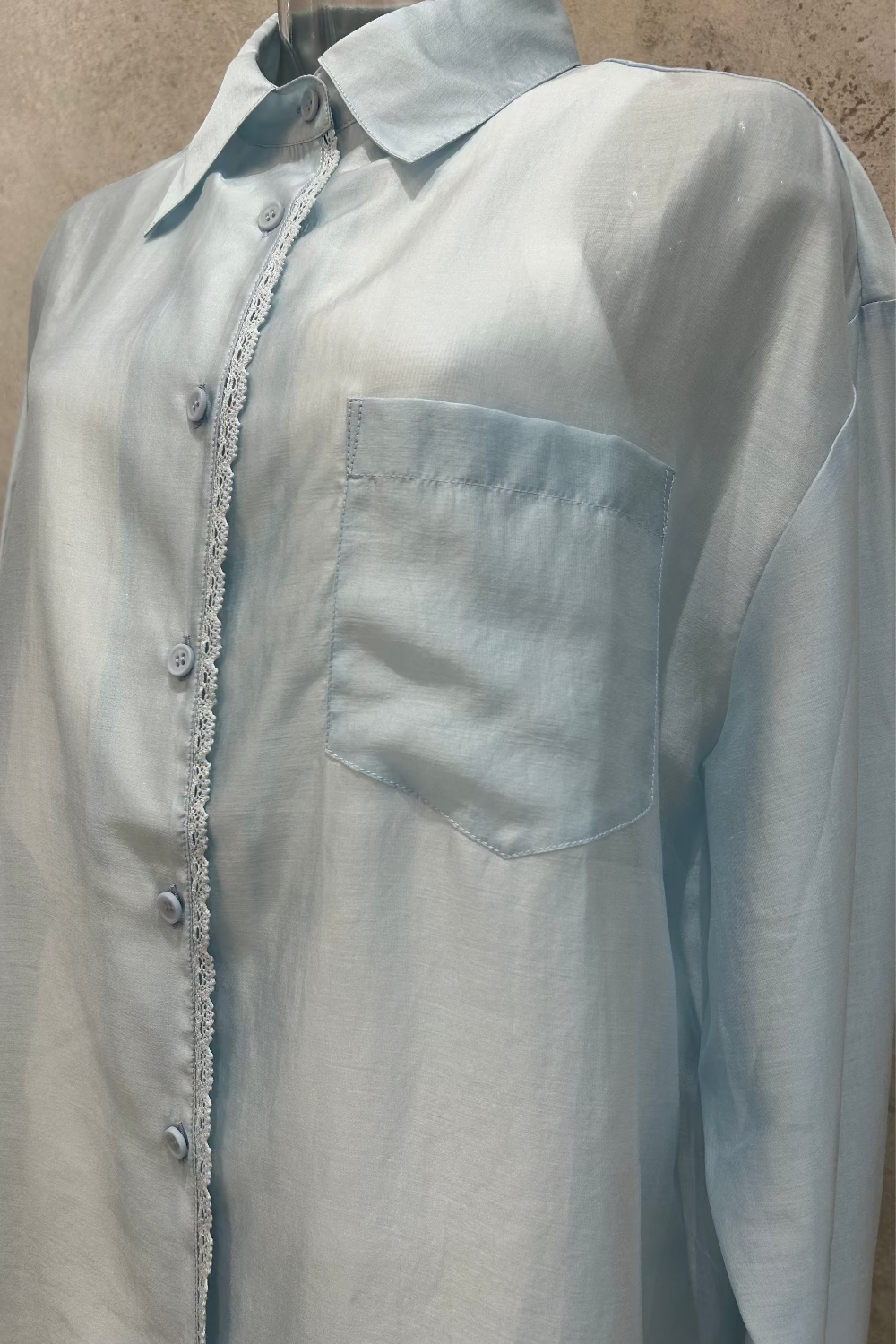 Lace Trim Button Down Shirt