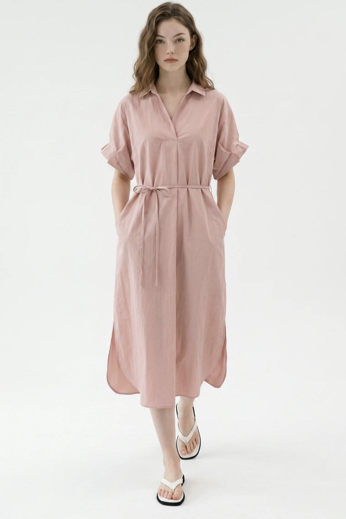 Pintuck Sleeve Long Dress
