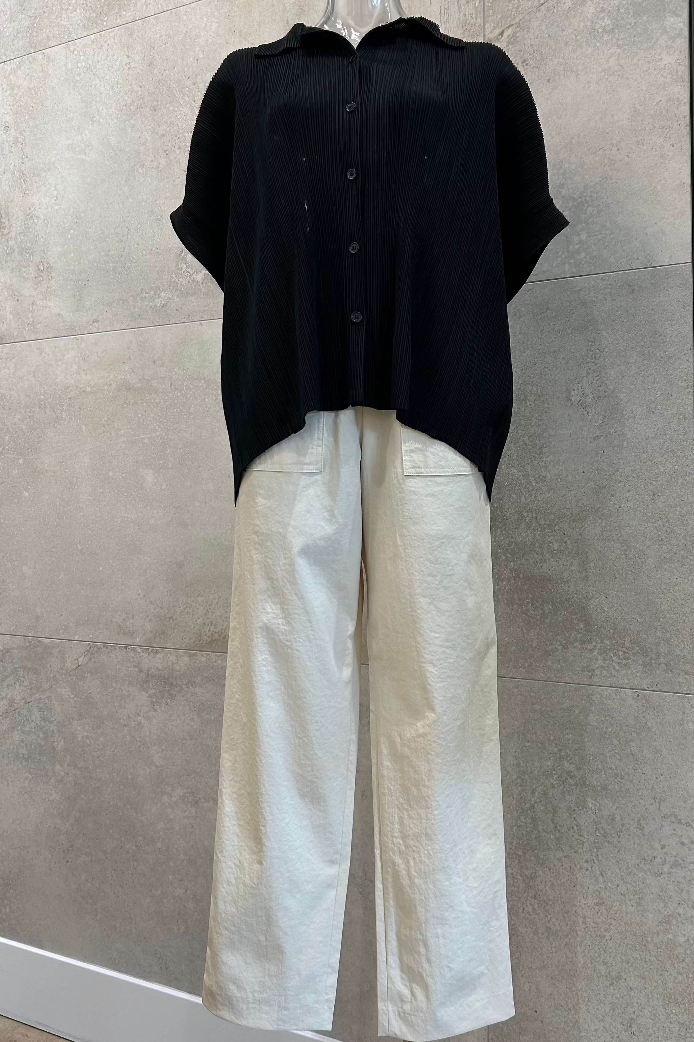 Pleated Button Down Shirt