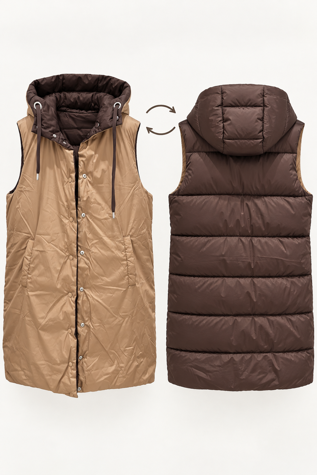 Reversible Long Puffer Vest