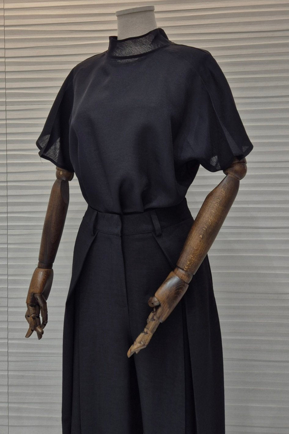 Ribbon Mock Neck Blouse