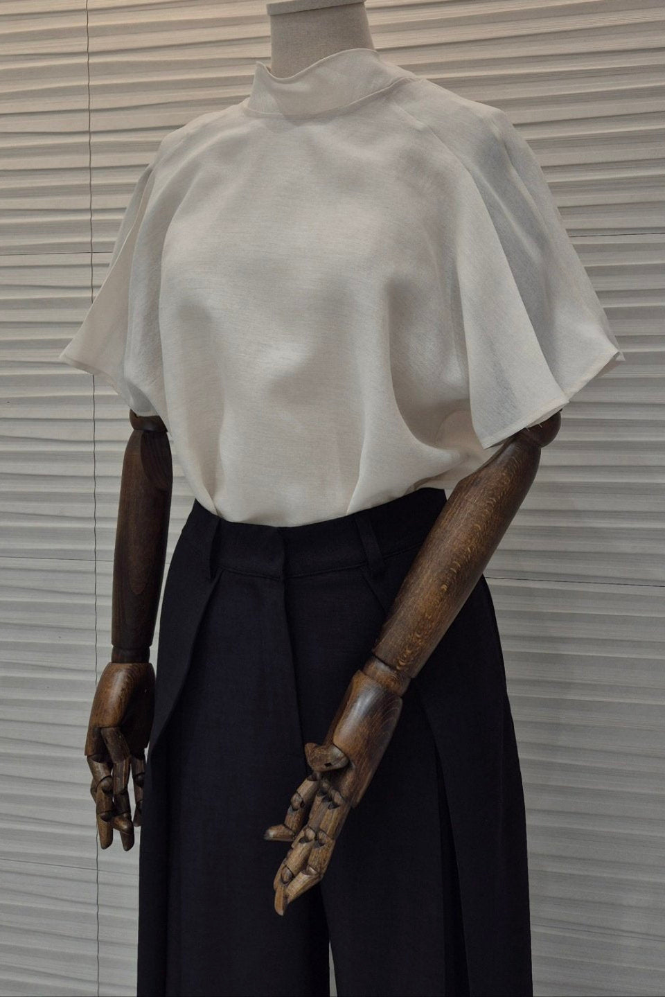 Ribbon Mock Neck Blouse