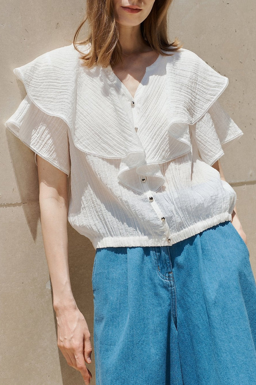 Metallic Ruffle Blouse