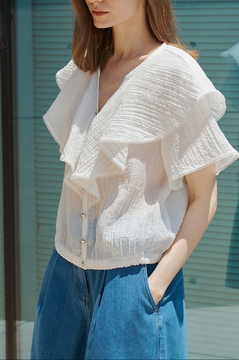 Metallic Ruffle Blouse