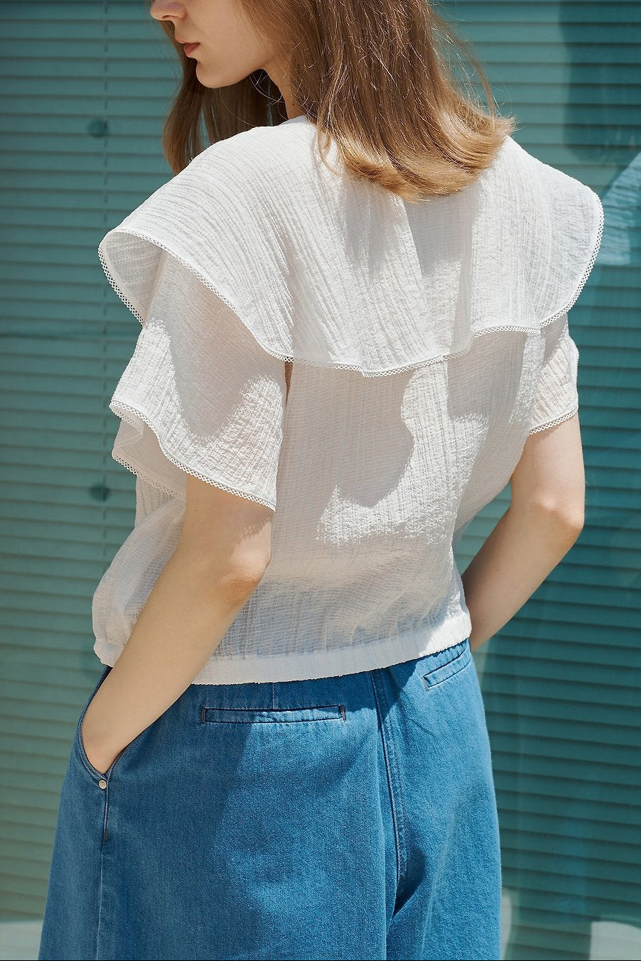 Metallic Ruffle Blouse