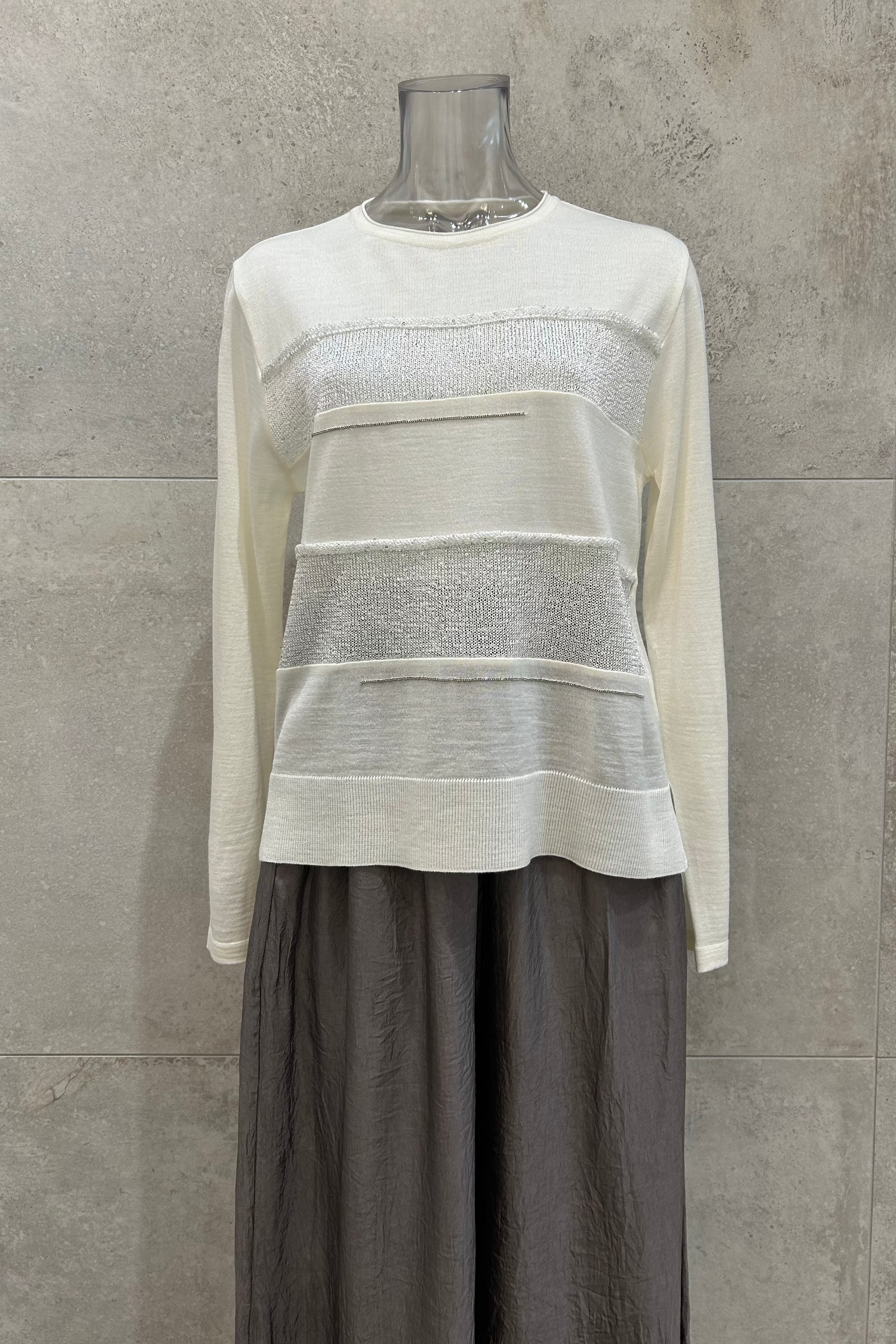 Sequins Stripe Knit Top