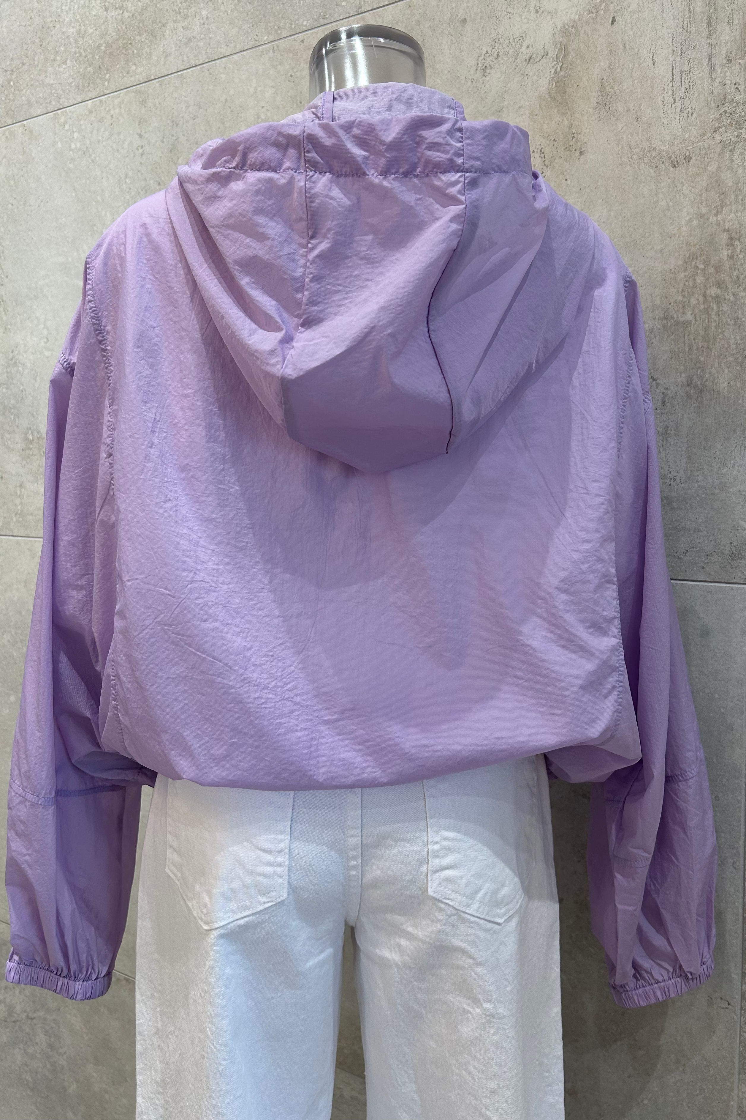 Shirred Hooded Windbreaker Jacket