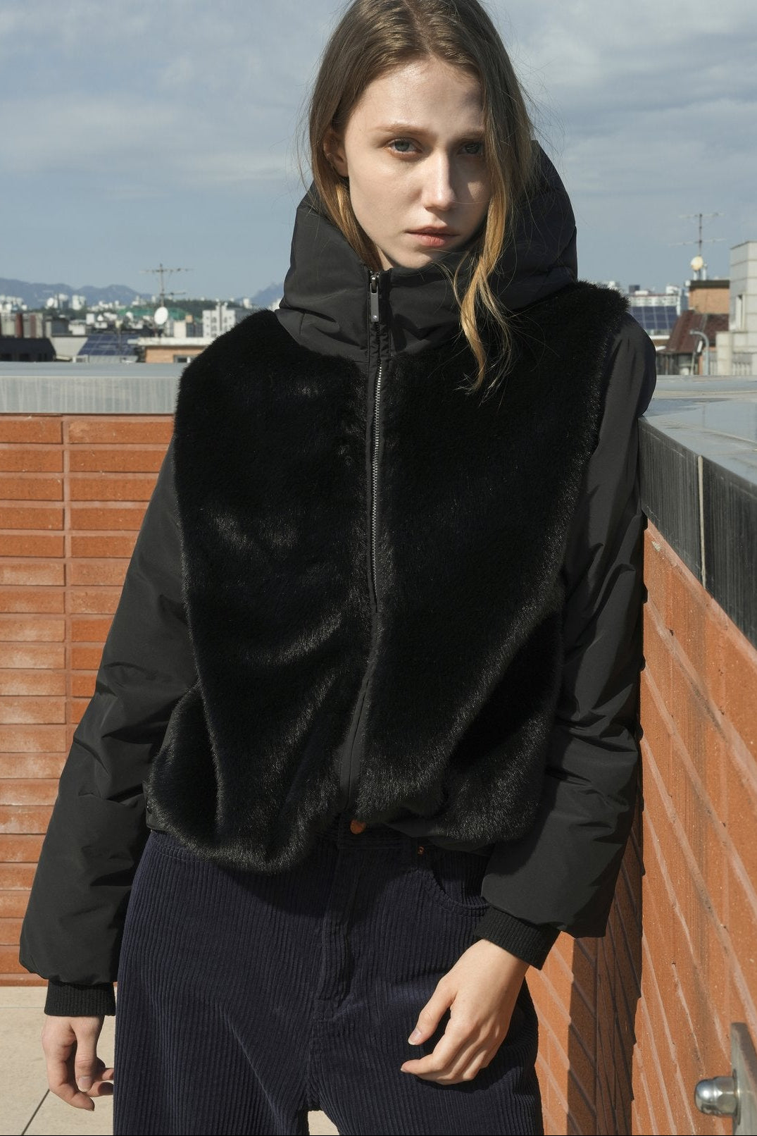 Faux Fur Front Puffer Jacket