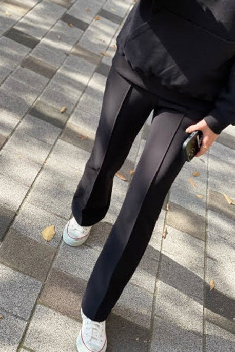 Pintuck Semi Bootcut Fleece Lined Pants