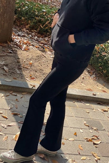 Pintuck Semi Bootcut Fleece Lined Pants