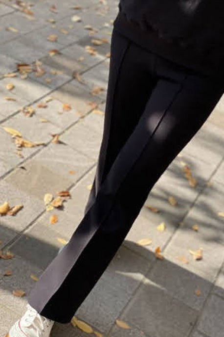 Pintuck Semi Bootcut Fleece Lined Pants