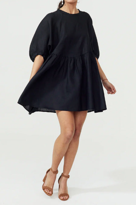 Alcala Linen Dress Black 