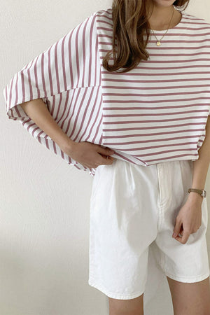 Batwing Sleeve Striped T-Shirt