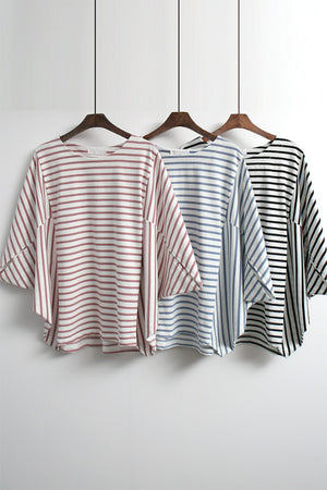 Batwing Sleeve Striped T-Shirt