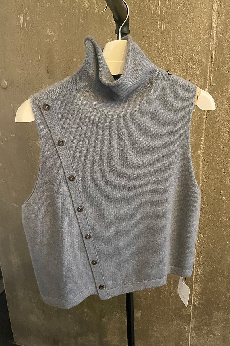 Button Front Turtleneck Sweater Vest