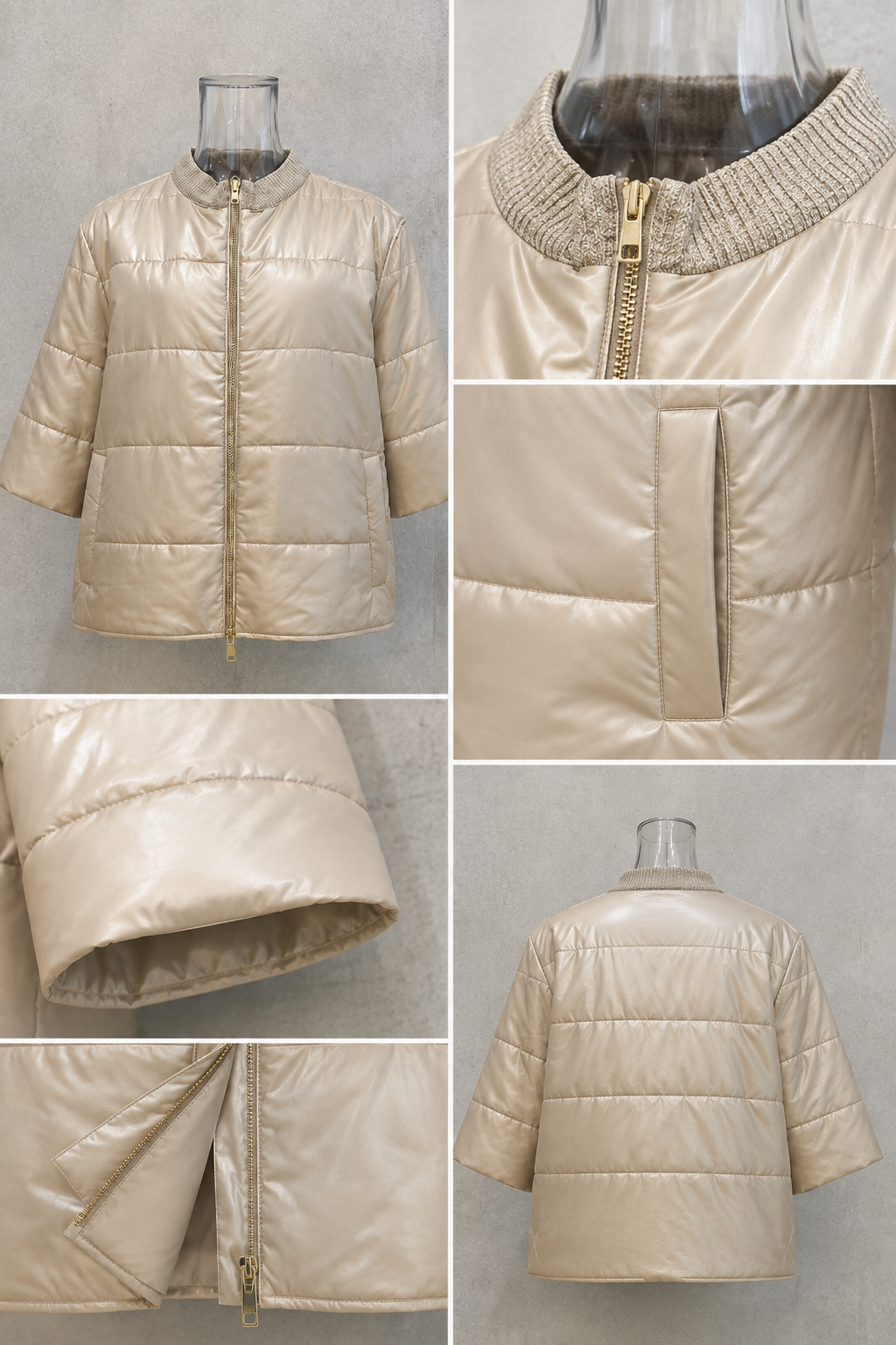 3/4 Sleeves Light Puffer Jacket