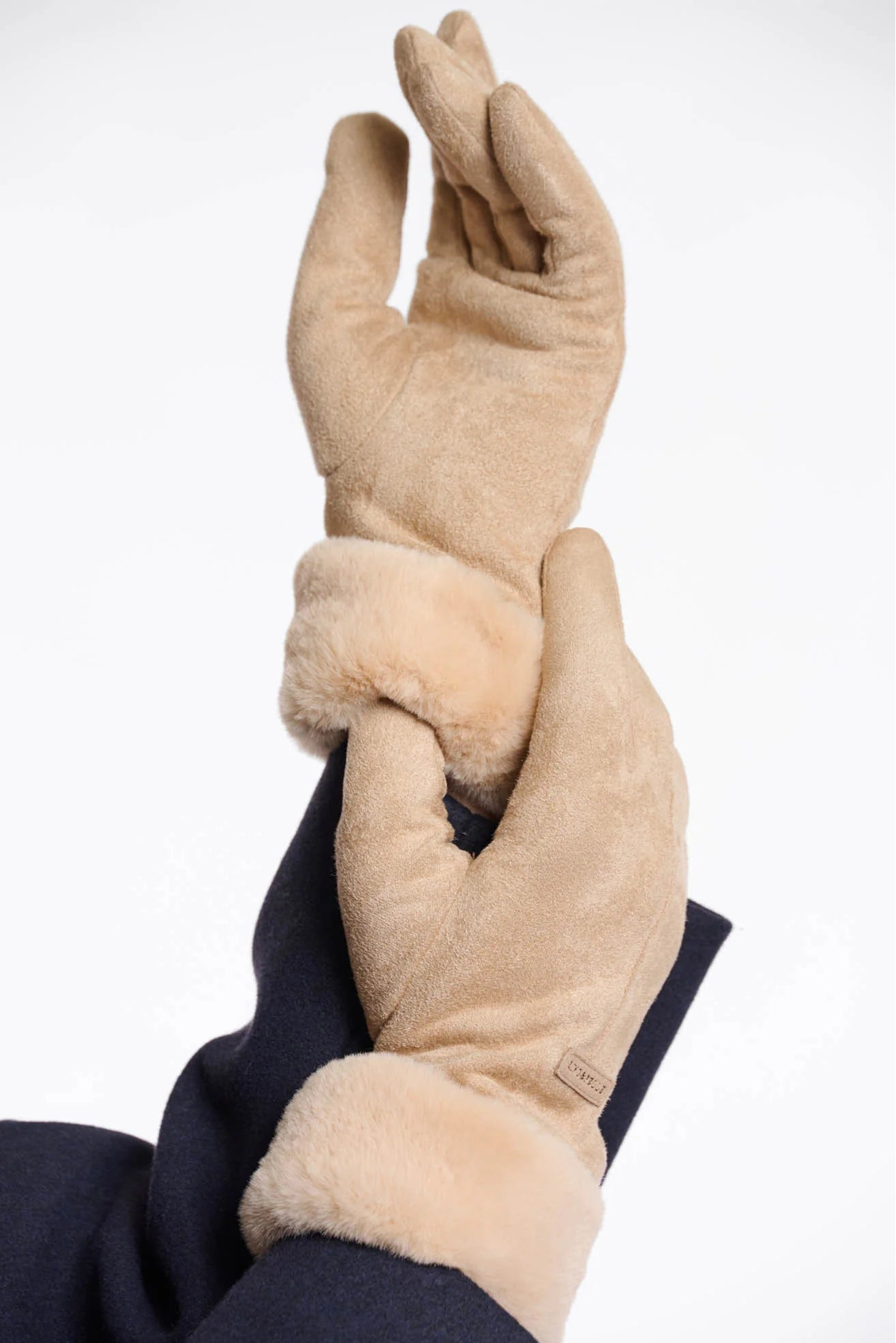 Faux Fur Trim Suede Gloves