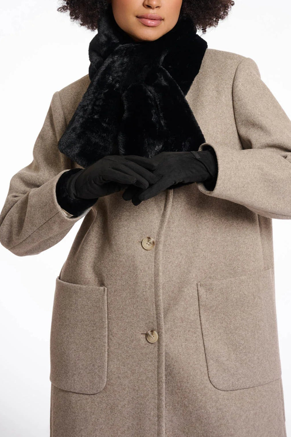Faux Fur Trim Suede Gloves